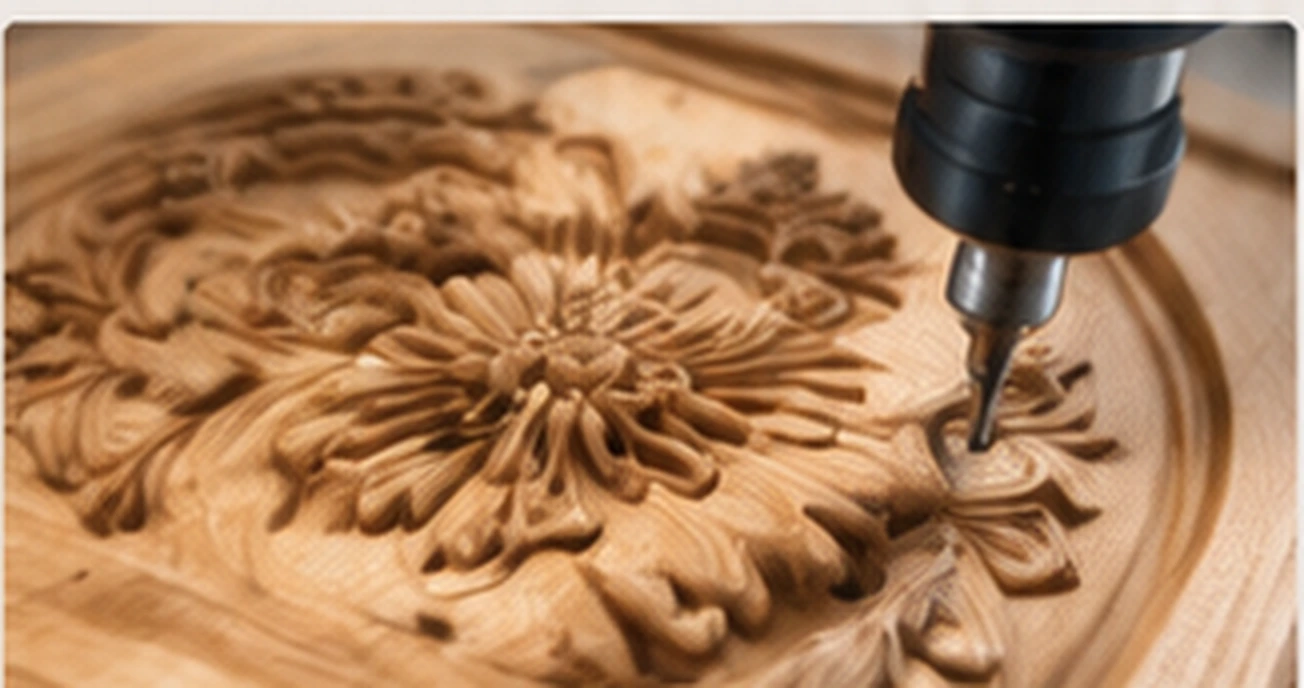 Precision CNC carving on decorative wooden panel